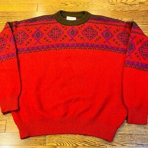 United Colors Of Benetton Red and Purple Crewneck Sweater